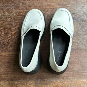 Camper white platform loafers